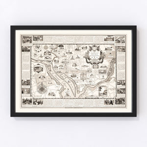 Vintage Map of Washington, DC, Washington DC 1938