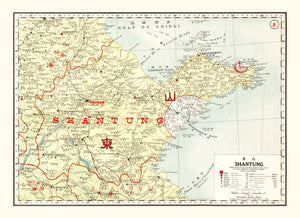 Vintage Map of Shantung China, 1917
