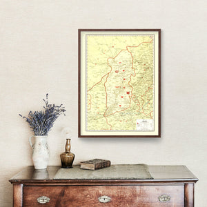 Vintage Map of Shansi China, 1917