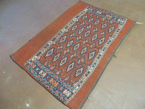 2'8" X 4' Antique Handmade Tribal Wool Rug Pillow Case Yamud Flat Weave Diamond