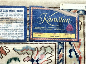 Karastan Rug #738 Tabriz Design 8.8 x 12, Room Sized Wool Pile Karastan Carpet, Vintage Discontinued Karastan Area Rug, Ivory, Floral Rug