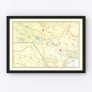 Vintage Map of Kansu China, 1917