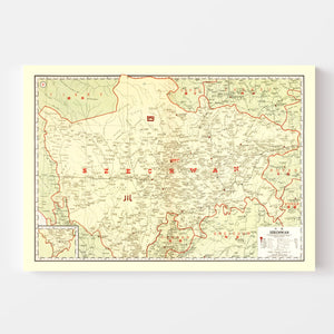 Vintage Map of Szechwan China, 1917