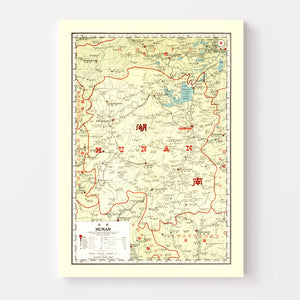 Vintage Map of Hunan China, 1917