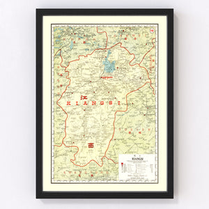 Vintage Map of Kiangsi China, 1917