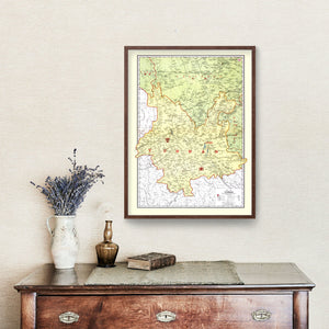 Vintage Map of Yunan China, 1917