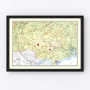 Vintage Map of Kwangsi China, 1917
