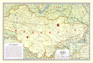 Vintage Map of Mongolia 1917