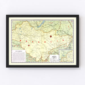 Vintage Map of Mongolia 1917