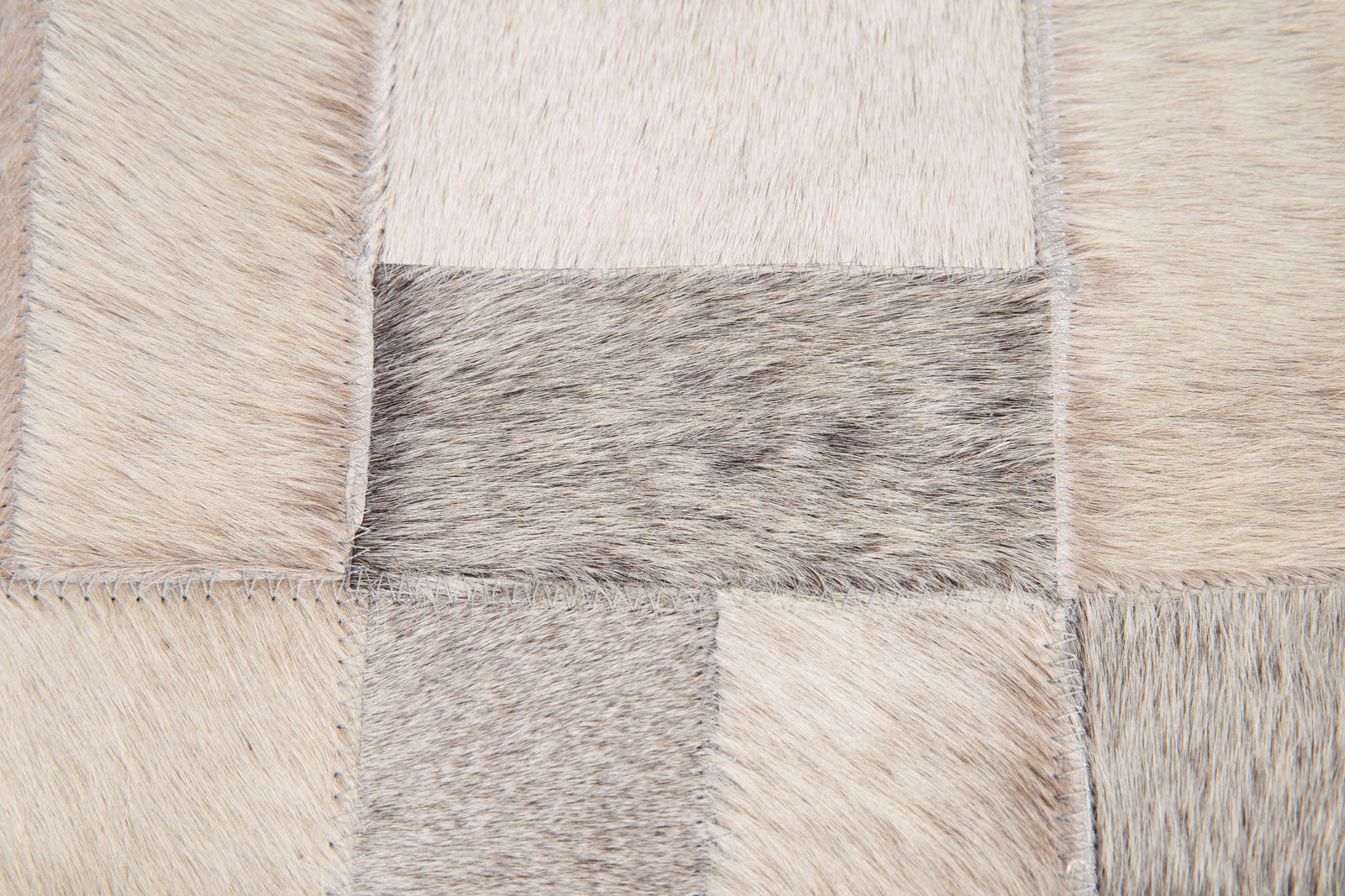Genuine Cowhide Leather Decorative Throw Pillow - Gray and Ivory Diamond Patchwork, 20x20