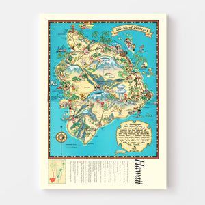 Vintage Map of Hawaii 1935
