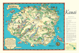 Vintage Map of Kauai, 1935