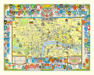 Vintage Map of London, England 1965