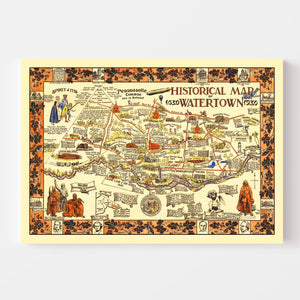 Vintage Map of Watertown, New York 1930