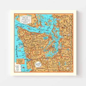 Vintage Map of Olympic Peninsula & Puget Sound, 1934