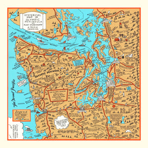 Vintage Map of Olympic Peninsula & Puget Sound, 1934