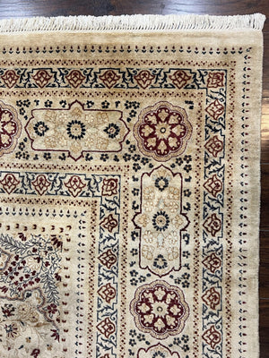 Pak Persian Rug 9x11, Very Fine Hand Knotted Oriental Carpet, Haji Jalili Design, Ivory/Cream, Wool Handmade Room Sized Rug 9 x 11 ft, Nice