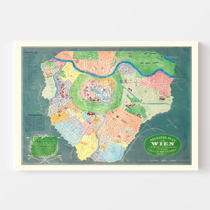 Vintage Map of Vienna, Austria 1843