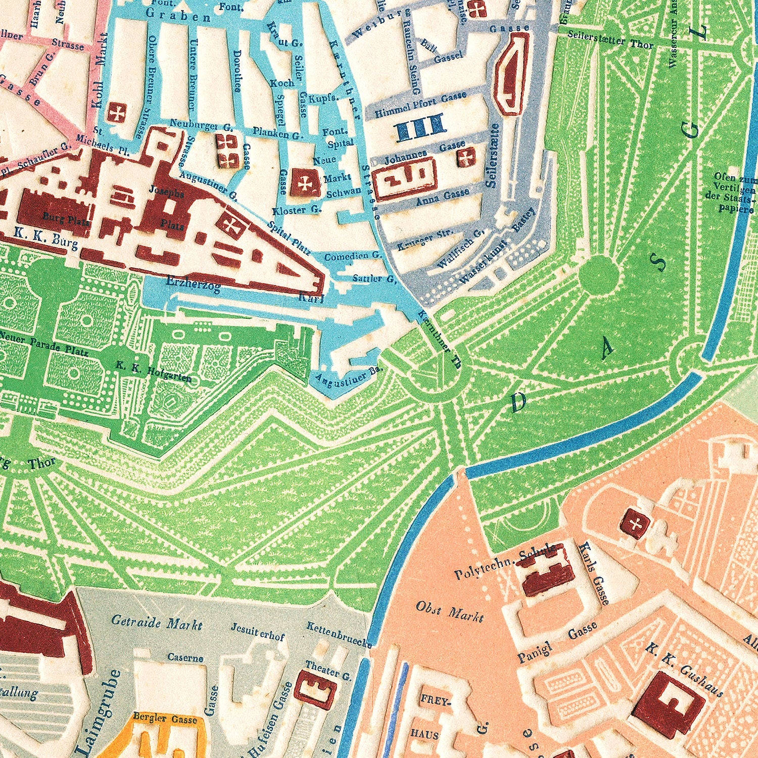 Vintage Map of Vienna, Austria 1843
