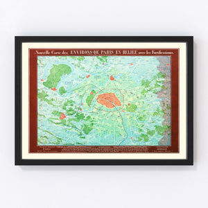 Vintage Map of Paris, France 1843