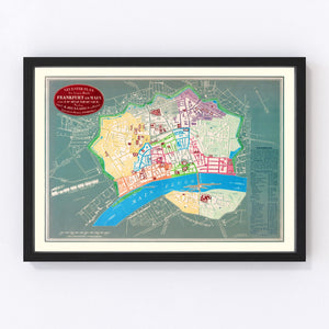 Vintage Map of Frankfurt, Germany 1844