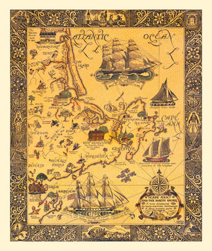 Vintage Map of Cape Ann, 1927