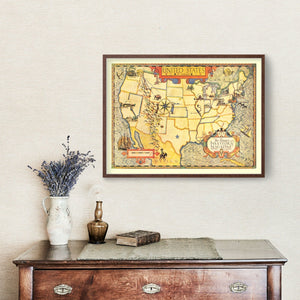 Vintage Map of United States 1926