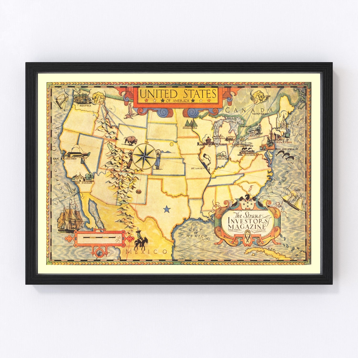Vintage Map of United States 1926