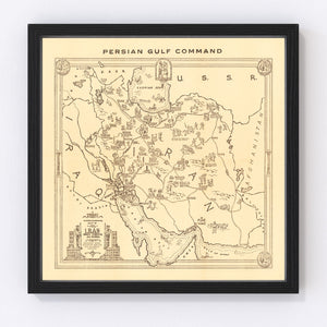 Vintage Map of Iran 1944