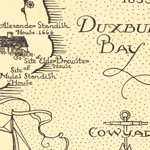 Vintage Map of Plymouth & Duxbury, 1929