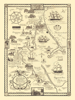 Vintage Map of Plymouth & Duxbury, 1929