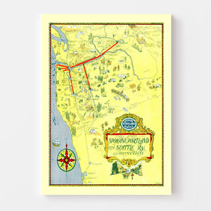 Vintage Railroad Map of United States 1917