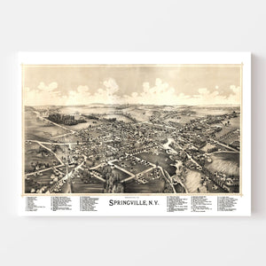 Vintage Map of Springville, New York 1892