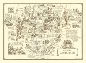Vintage Map of Canterbury, England 1952