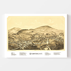 Vintage Map of Stamford, New York 1890