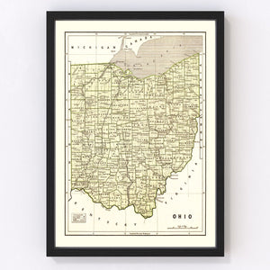 Vintage Map of Ohio 1845