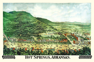 Vintage Map of Hot Springs, Arkansas 1890