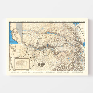 Vintage Map of Yosemite National Park, 1930