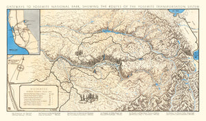 Vintage Map of Yosemite National Park, 1930