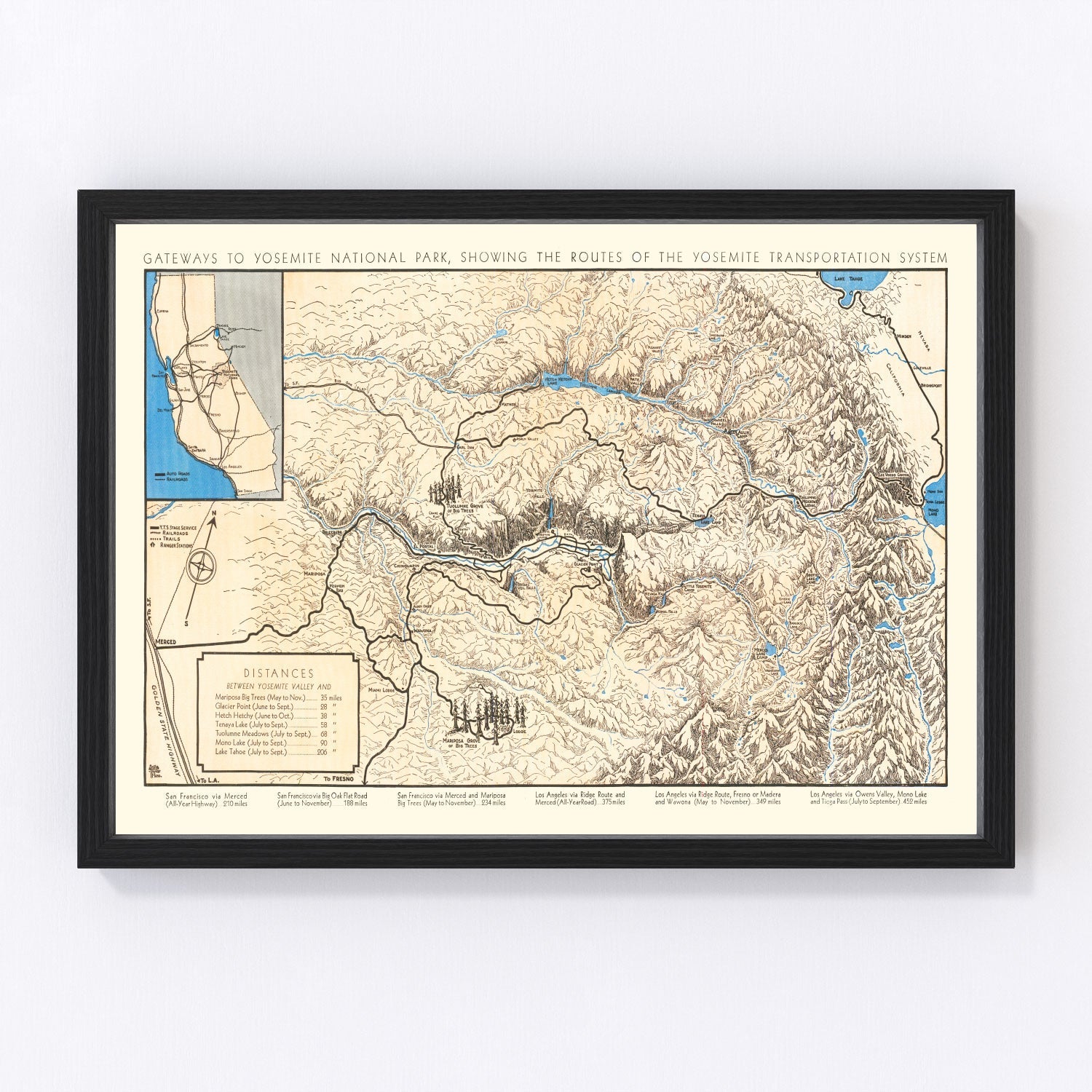 Vintage Map of Yosemite National Park, 1930