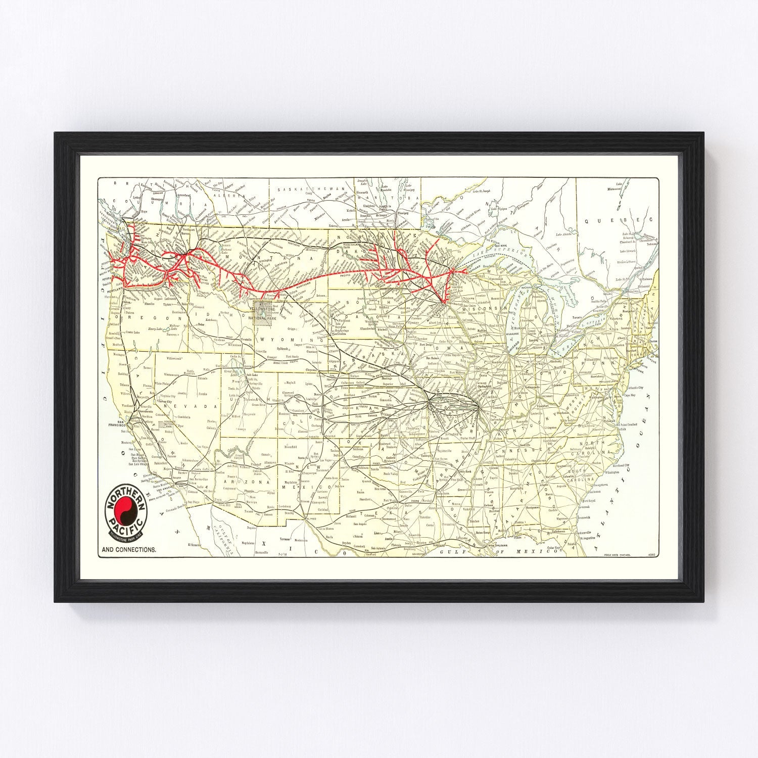 Vintage Map of Yellowstone National Park, 1909