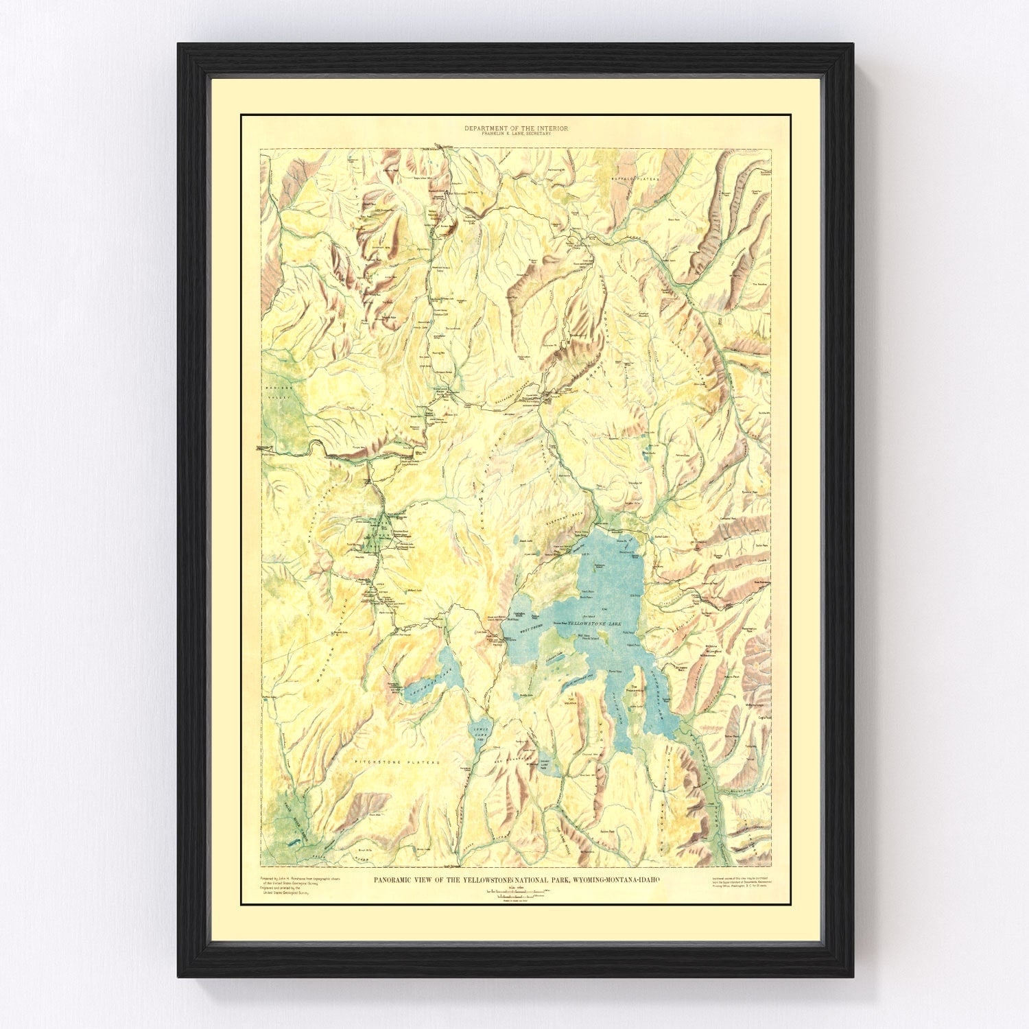 Vintage Yellowstone National Park Map 1915