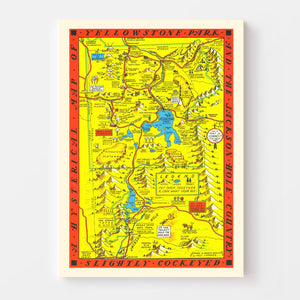 Vintage Map of Yellowstone National Park, 1936