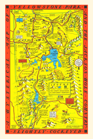 Vintage Map of Yellowstone National Park, 1936