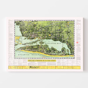Vintage Map of Miami, Florida 1944