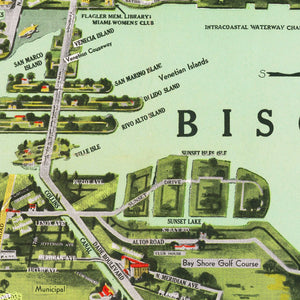 Vintage Map of Miami, Florida 1944