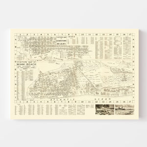 Vintage Map of Miami Beach, Florida 1935