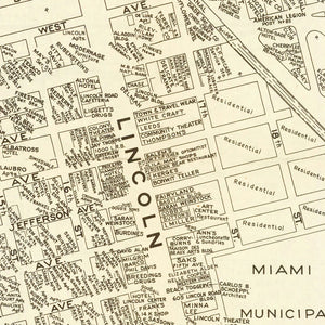 Vintage Map of Miami Beach, Florida 1935