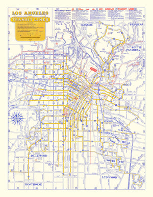 Vintage Map of Los Angeles, California 1946