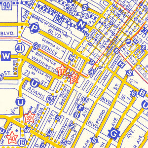 Vintage Map of Los Angeles, California 1946